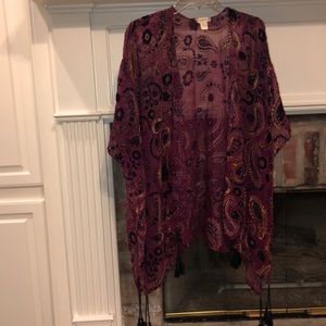 Purple sheer kimono cardigan